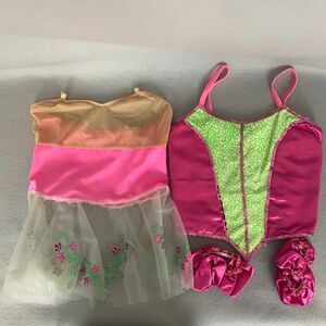 Child Large Ballet Dance Costume Set Pink Leotard Tutu Dress Recital Outfit